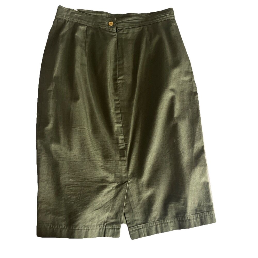 Carla Carini Pencil Skirt Size S Olive Green Mid Length Career Classic Designer - Picture 4 of 7